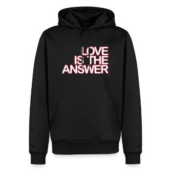 LOVE is the ANSWER 04 weiss Krot - Männer Premium Bio Hoodie - Schwarz - Vorne - Nico (187cm)