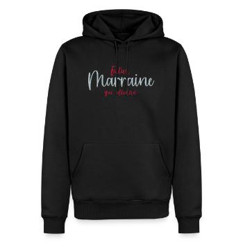 Futur Marraine qui déchire - Sweat à capuche Premium bio Homme - noir - Devant - Nico (187cm)