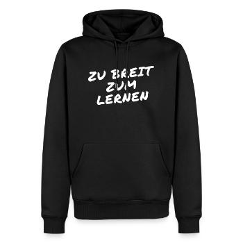 Zu breit zum lernen - Männer Premium Bio Hoodie - Schwarz - Vorne - Nico (187cm)