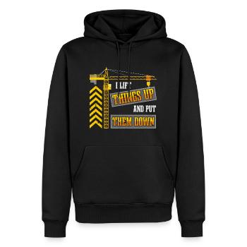 Construction d’un grutier - Sweat à capuche Premium bio Homme - noir - Devant - Nico (187cm)