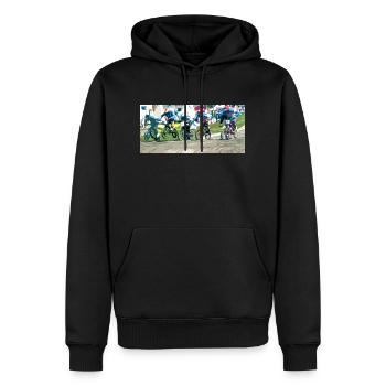 bmx race - Sweat à capuche Premium bio Homme - noir - Devant - Nico (187cm)