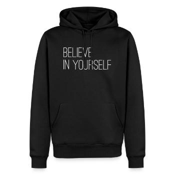 Believe in Yourself - Männer Premium Bio Hoodie - Schwarz - Vorne - Nico (187cm)