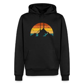Retro-Berg - Männer Premium Bio Hoodie - Schwarz - Vorne - Nico (187cm)