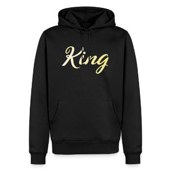 König - Männer Premium Bio Hoodie - Schwarz - Vorne - Nico (187cm)