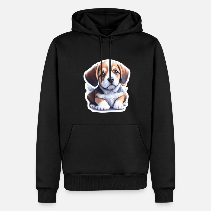 Chiot Beagle mignon - Sweat à capuche Premium bio Homme - noir