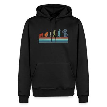 Retro Vintage Roboter Evolution - Männer Premium Bio Hoodie - Schwarz - Vorne - Nico (187cm)