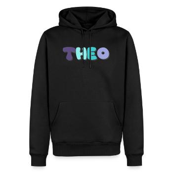 Name - Theo - Männer Premium Bio Hoodie - Schwarz - Vorne - Nico (187cm)