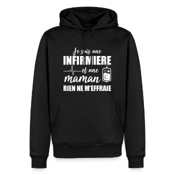 Infirmière et Maman Cadeau Pour Mère Infirmiere - Sweat à capuche Premium bio Homme - noir - Devant - Nico (187cm)
