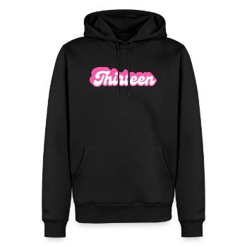 Dreizehn Geburtstag - 13. Geburtstag Retro Pink - Männer Premium Bio Hoodie - Schwarz - Vorne - Nico (187cm)