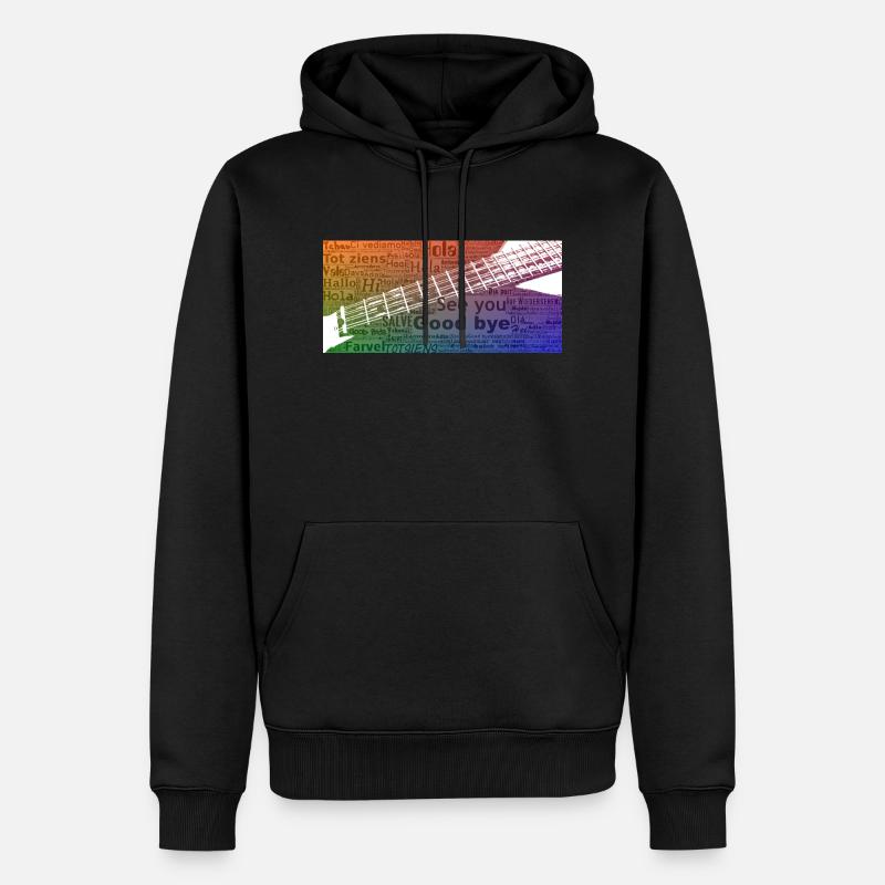 Griffbrett mit Texten - Männer Premium Bio Hoodie - Schwarz