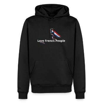 J'aime les français drapeau français - Sweat à capuche Premium bio Homme - noir - Devant - Nico (187cm)
