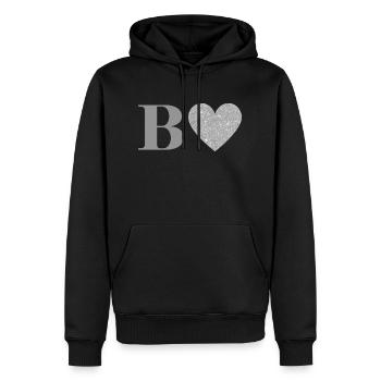 Buchstabe b silbernes Herz - Männer Premium Bio Hoodie - Schwarz - Vorne - Nico (187cm)