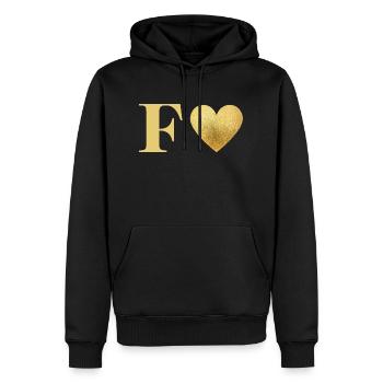 Buchstabe f goldenes Herz - Männer Premium Bio Hoodie - Schwarz - Vorne - Nico (187cm)