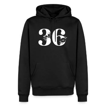 Numéro 36 floral noir - 36e anniversaire floral - Sweat à capuche Premium bio Homme - noir - Devant - Nico (187cm)