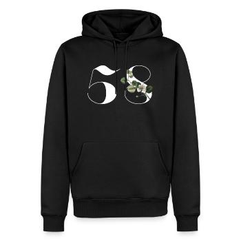 Nummer 58 Blumengrün - 58. Blumengeburtstag - Männer Premium Bio Hoodie - Schwarz - Vorne - Nico (187cm)