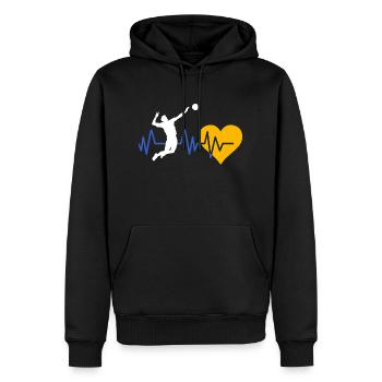 Battement de coeur volley ball - Sweat à capuche Premium bio Homme - noir - Devant - Nico (187cm)