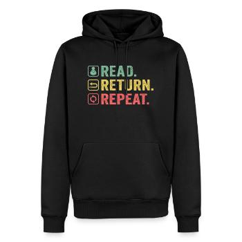 Lesen Zurückgeben Wiederholen Buchliebhaber - Männer Premium Bio Hoodie - Schwarz - Vorne - Nico (187cm)