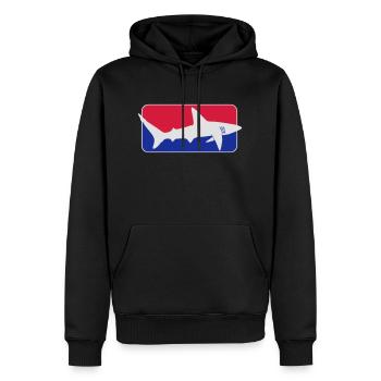 league_shark x_vec_3 de - Männer Premium Bio Hoodie - Schwarz - Vorne - Nico (187cm)