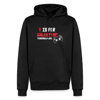 V is for Valentine videogamers .png - Männer Premium Bio Hoodie - Schwarz - Vorne - Nico (187cm)