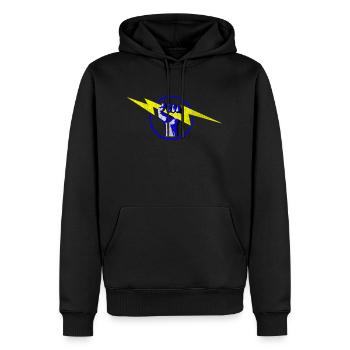 bolt & fist cerclé - Sweat à capuche Premium bio Homme - noir - Devant - Nico (187cm)