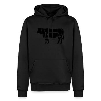 boeuf boucher_b1 - Sweat à capuche Premium bio Homme - noir - Devant - Nico (187cm)