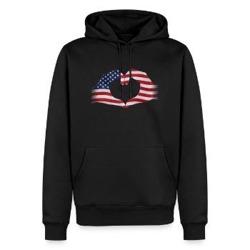 Hände zu Herz geformt USA Flagge - Männer Premium Bio Hoodie - Schwarz - Vorne - Nico (187cm)