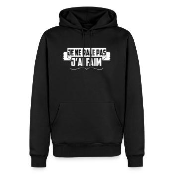 je ne rale pas j'ai faim - Sweat à capuche Premium bio Homme - noir - Devant - Nico (187cm)