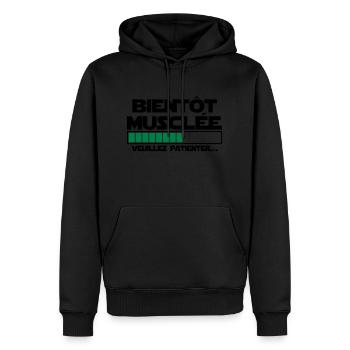 bientôt musclée - Sweat à capuche Premium bio Homme - noir - Devant - Nico (187cm)