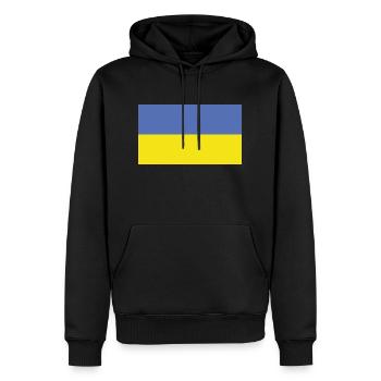 Drapeau Ukraine - je soutiens l'ukraine - Sweat à capuche Premium bio Homme - noir - Devant - Nico (187cm)