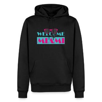 Miami - Männer Premium Bio Hoodie - Schwarz - Vorne - Nico (187cm)