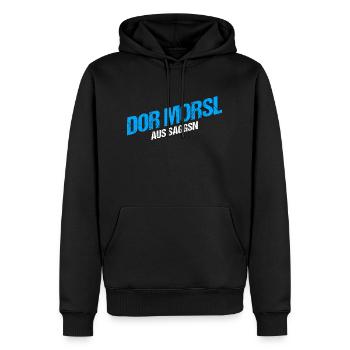 Der Marcel aus Sachsen - Männer Premium Bio Hoodie - Schwarz - Vorne - Nico (187cm)