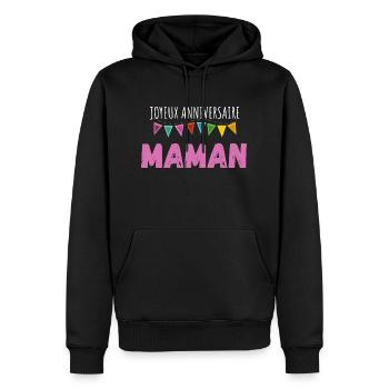 Joyeux anniversaire maman - Sweat à capuche Premium bio Homme - noir - Devant - Nico (187cm)