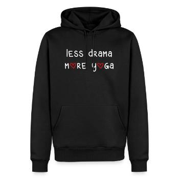 less drama more yoga Sport fitness Spruch Englisch - Männer Premium Bio Hoodie - Schwarz - Vorne - Nico (187cm)