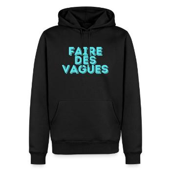 FAIRE DES VAGUES - Sweat à capuche Premium bio Homme - noir - Devant - Nico (187cm)