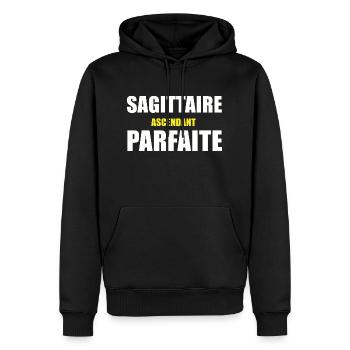 sagittaire ascendant parfaite / humour sagittaire - Sweat à capuche Premium bio Homme - noir - Devant - Nico (187cm)