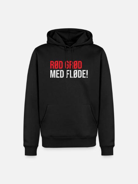 Rød Grød med Fløde - Herre Premium økologisk hoodie - sort