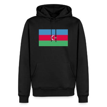 Aserbaidschans Flagge WM EM - Männer Premium Bio Hoodie - Schwarz - Vorne - Nico (187cm)