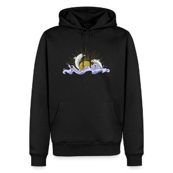 Delphine - Männer Premium Bio Hoodie - Schwarz - Vorne - Nico (187cm)