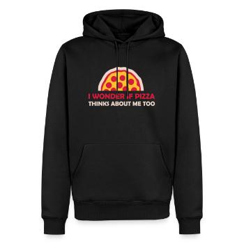 pizza thinks about me - Men’s Premium Organic Hoodie - black - Front - Nico (187cm)