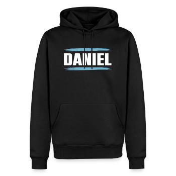 Daniel - Männer Premium Bio Hoodie - Schwarz - Vorne - Nico (187cm)