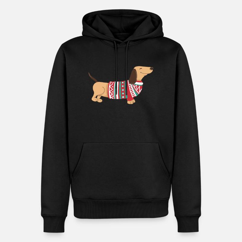 Drôle de Teckel de Noël Teckel de Noël Chien - Sweat à capuche Premium bio Homme - noir