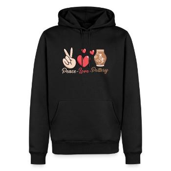 Peace Love Pottery Pot Maker Artiste céramiste - Sweat à capuche Premium bio Homme - noir - Devant - Nico (187cm)