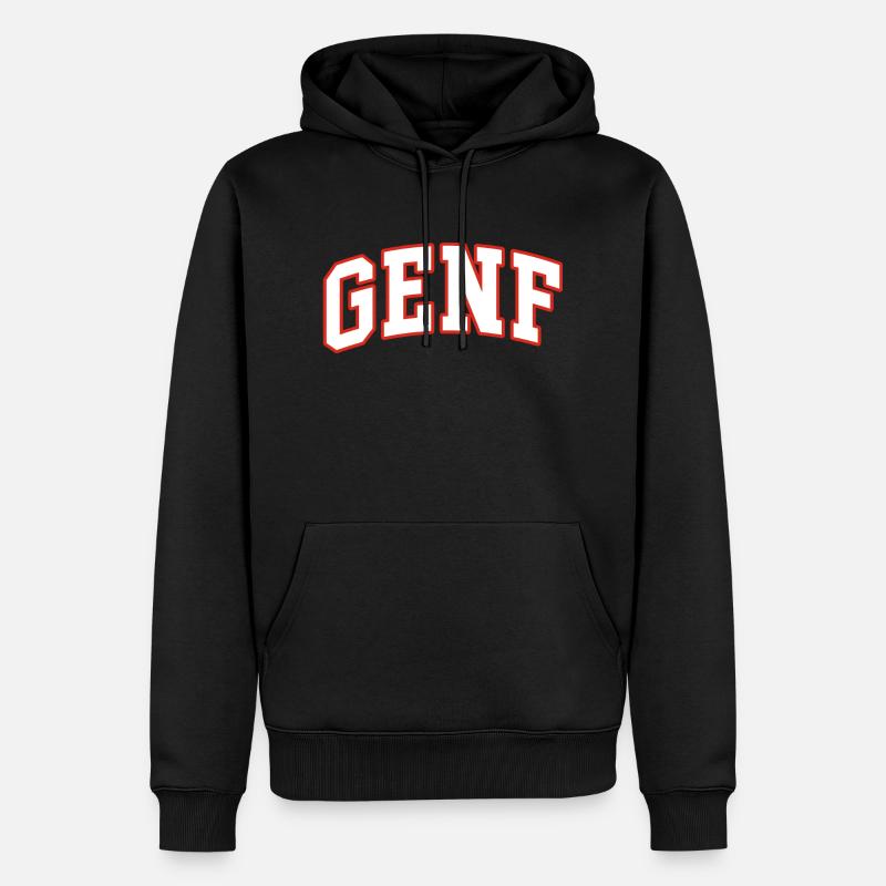 Genf - Männer Premium Bio Hoodie - Schwarz