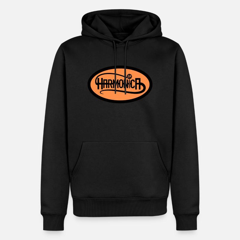 Logo Harmonica Style pour harmoniciste - Sweat à capuche Premium bio Homme - noir