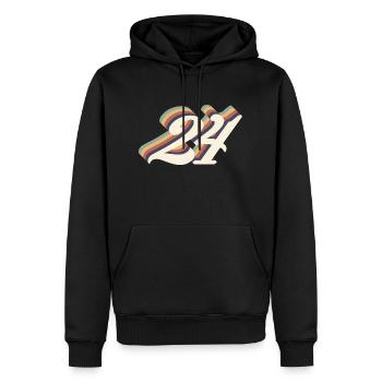 24ème anniversaire vintage - Sweat à capuche Premium bio Homme - noir - Devant - Nico (187cm)
