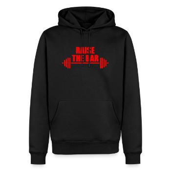 Legen Sie die Messlatte rot an - Männer Premium Bio Hoodie - Schwarz - Vorne - Nico (187cm)