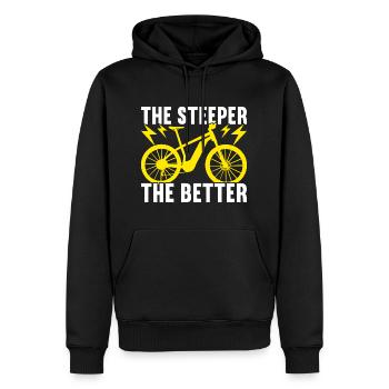 E-Bike Elektrofahrrad - Männer Premium Bio Hoodie - Schwarz - Vorne - Nico (187cm)