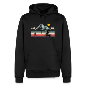 Gift fishing fishing fisherman fishing landscape - Men’s Premium Organic Hoodie - black - Front - Nico (187cm)