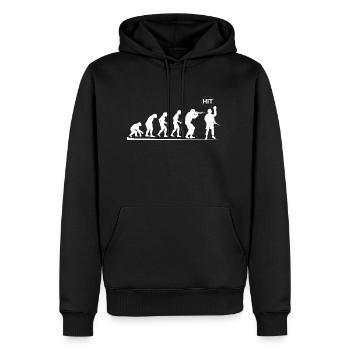 Der Mensch und seine Evolution HIT - Männer Premium Bio Hoodie - Schwarz - Vorne - Nico (187cm)