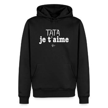 TATA je t aime - Sweat à capuche Premium bio Homme - noir - Devant - Nico (187cm)